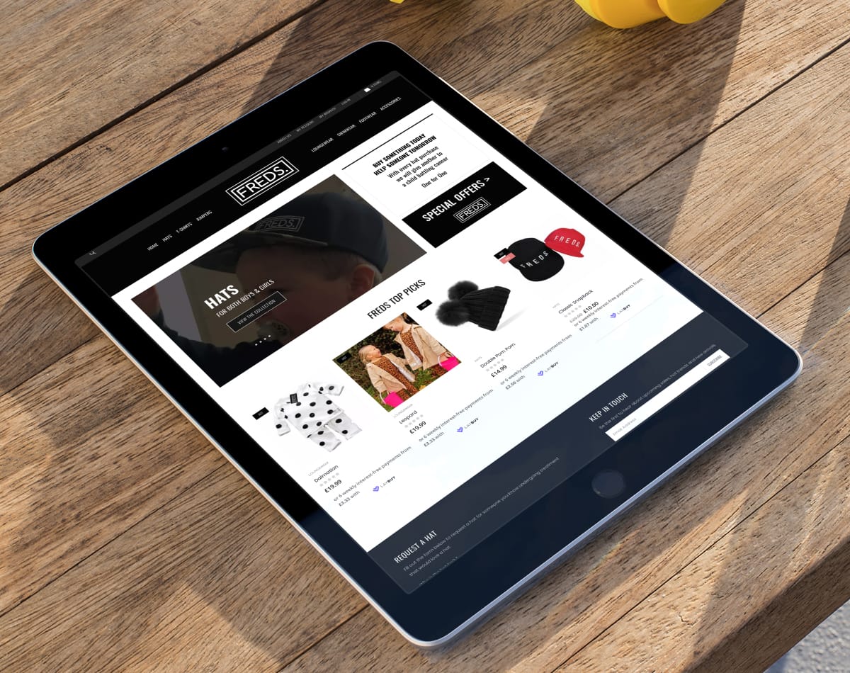 freds clothing ecommerce pay monthly website